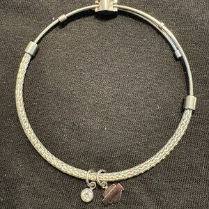 HARLEY DAVIDSON STAINLESS STEEL LADIES BAR & SHIELD ROPE BANGLE BRACELET